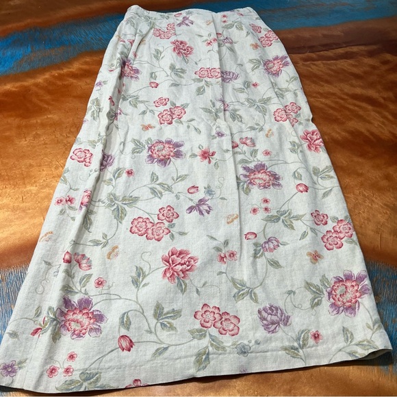 Vintage Eddie Bauer Linen Floral Print Wrap skirt Skirt Natural butterfly - Picture 6 of 11
